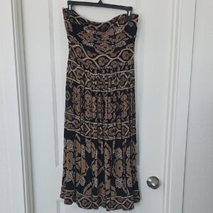 White House Black Market Strapless Black and Brown Dress